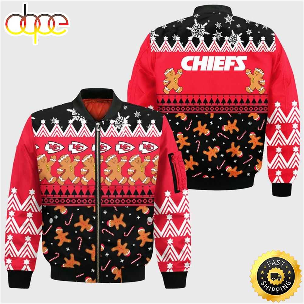 Kansas City Chiefs Christmas Gingerbread Man Bomber Jacket