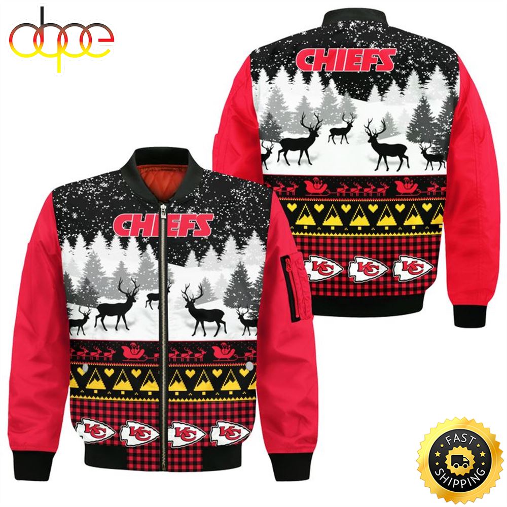 Kansas City Chiefs Christmas Reindeer Bomber Jackets