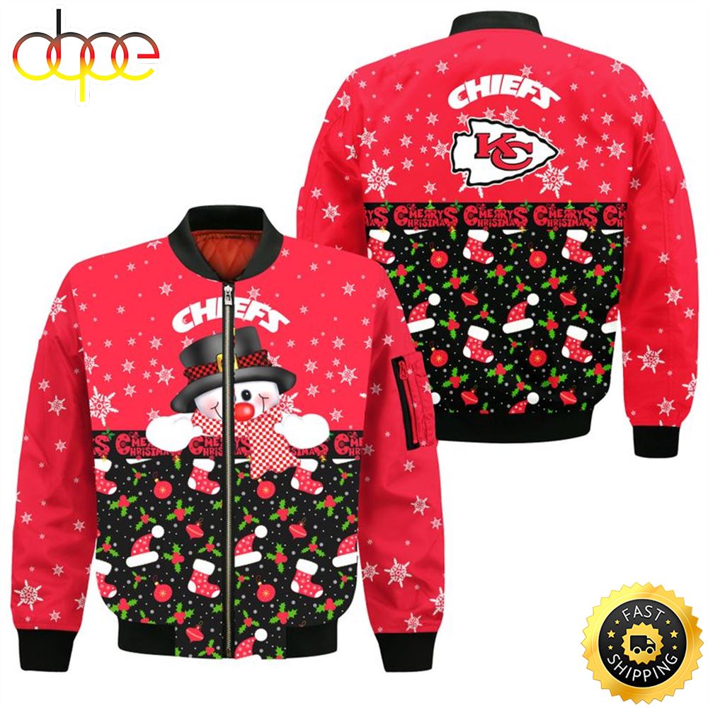 Kansas City Chiefs Christmas Snowman Bomber Jacket