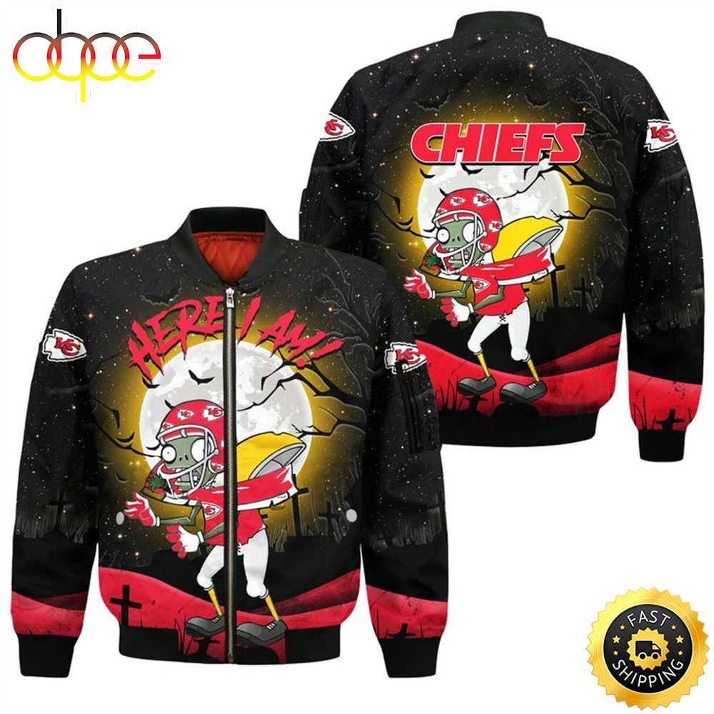 Kansas City Chiefs Football Zombie Halloween All Over Print Bomber Jacket