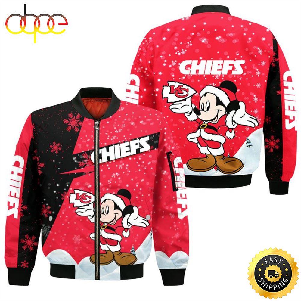 Kansas City Chiefs Xmas Mickey Bomber Jacket
