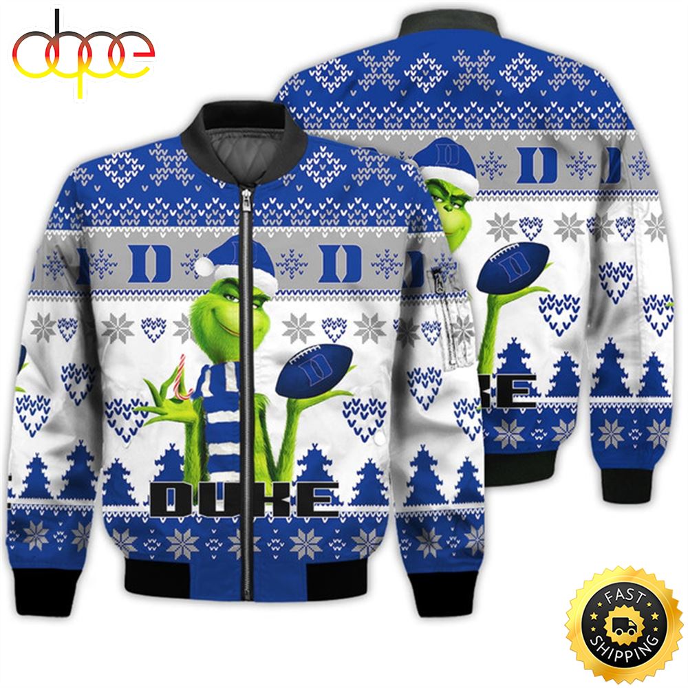 Merry Christmas 2023 Ugly Unisex National Collegiate Athletic Association American Grinch Cute Duke Blue Devils 3D Bomber Jacket