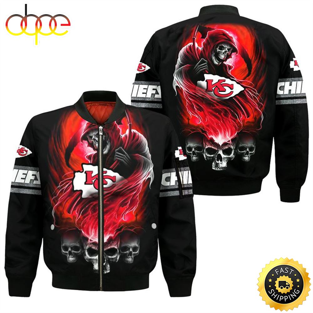 NFL Kansas City Chiefs All Over Print Bomber Jackets Size S-5XL Fan