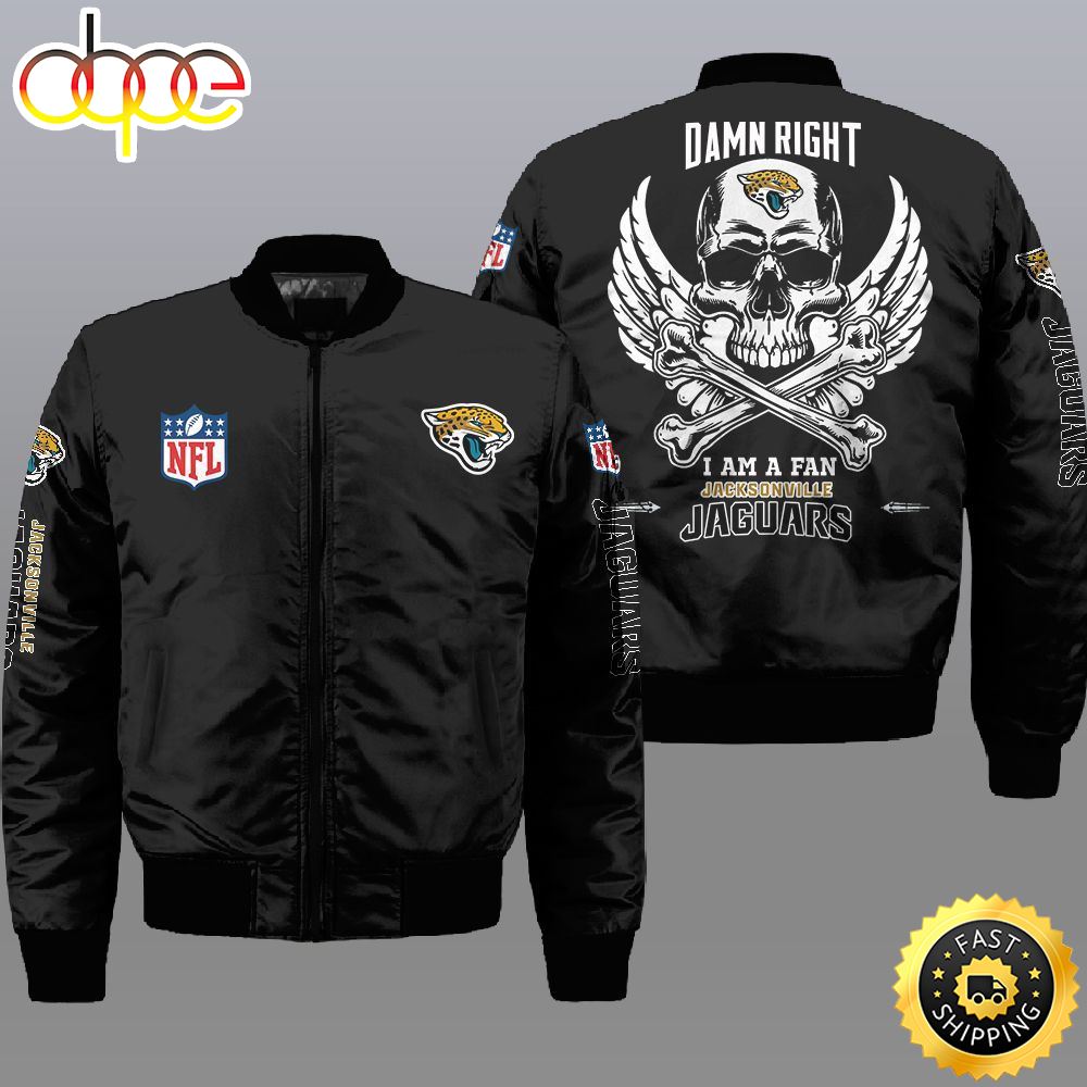 Nfl Jacksonville Jaguars Wings Skull 3D Bomber Jacket