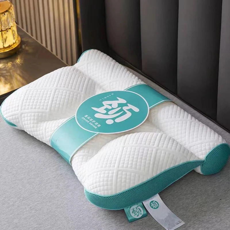 Ergonomic Cervical Traction Pillow Neck Pain Relief Sleeping Pillow Soft Breathable Knitted Fabric Adult Single Bed Pillow