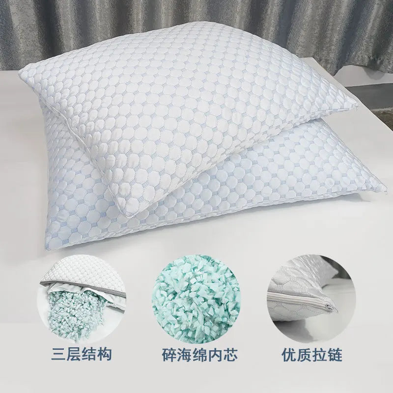1pc Summer Cooling Pillow,Ice Silky and Bamboo Fiber AB Side Face,Shredded Memory Foam Home Hotel Sleeping Pillows 51*76/51*92cm