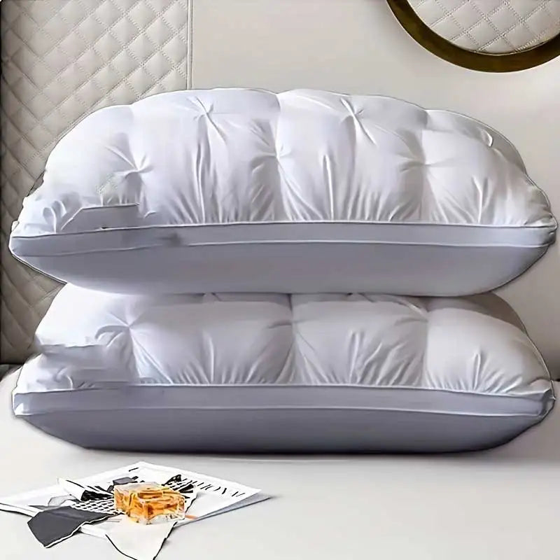 2 Pack Luxury 5-Star Hotel Quality Pillows Deep Sleep Neck Support Four Seasons NonFalling High Pillow Core for Comfortable Rest