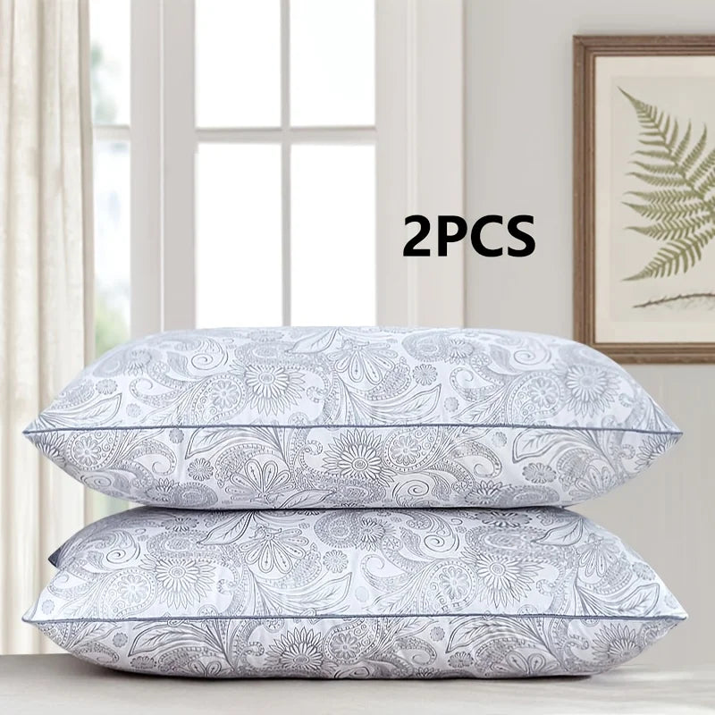 2pc high quality brushed texture patterned sleep pillow, star rated hotel grade patterned pillow core classical patterned pillow