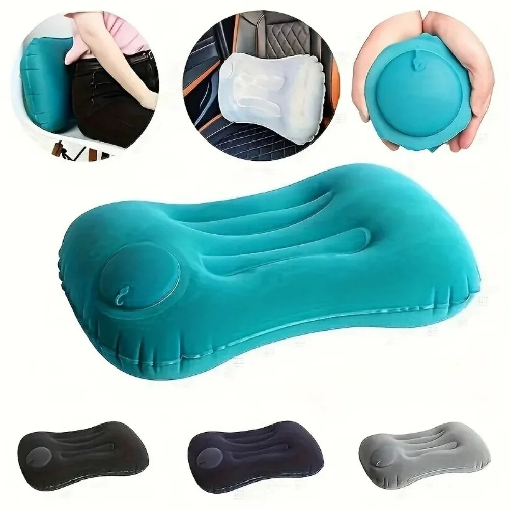 Portable Camping Air Inflatable Pillow Ultralight Travel Hiking Air Sleeping Pillow for Neck and Lumbar Support Travel Pillow