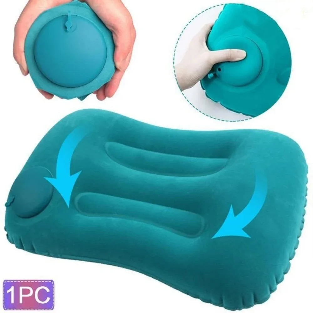 Portable Camping Air Inflatable Pillow Ultralight Travel Hiking Air Sleeping Pillow for Neck and Lumbar Support Travel Pillow