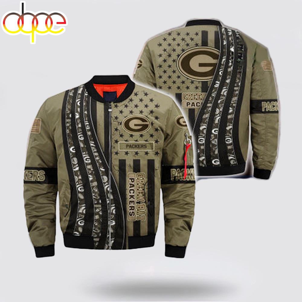 NFL Green Bay Packers Veteran Camo Bomber Jacket Gift For Fans